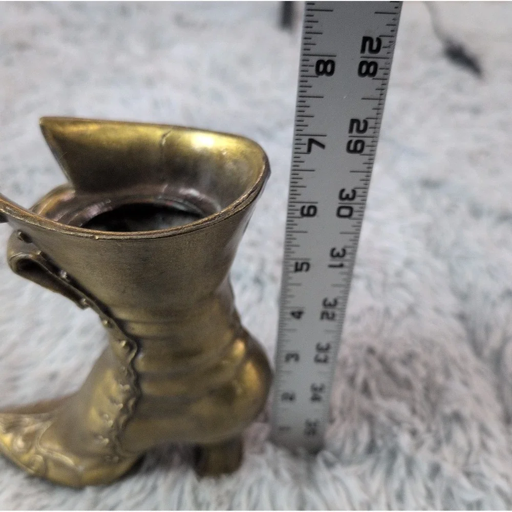 Brass Victorian Style Vintage Womens Boot Planter Vase Figure Home Decor
